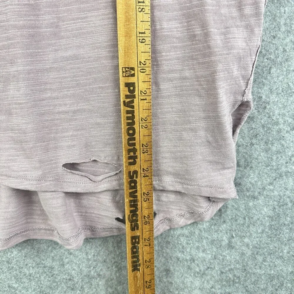We The Free People Sundance Slub Tee Womens S Lilac Distressed Boho VNeck NEW